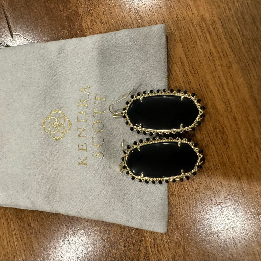 Kendra Scott black and gold earrings